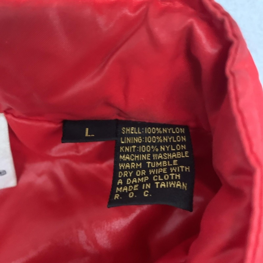 Vtg Izod Lacoste Jacket Mens L Gloss‎ Red Bomber Full Zip Windbreaker 80s Hooded - Picture 4 of 11